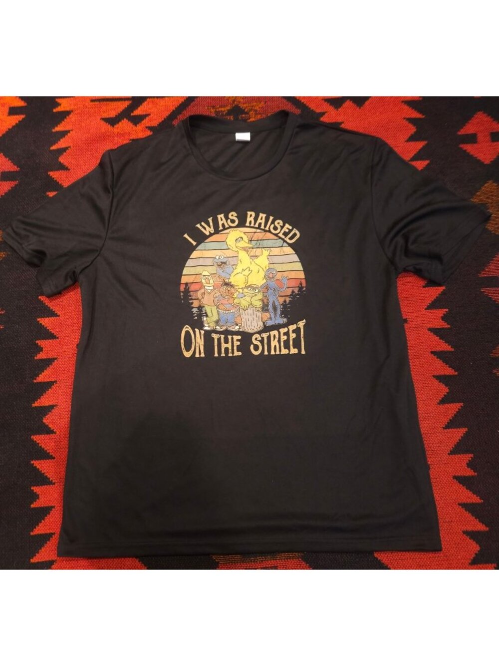 I Was Raised On The Street Black Graphic T-Shirt XL Funny Retro Style Top